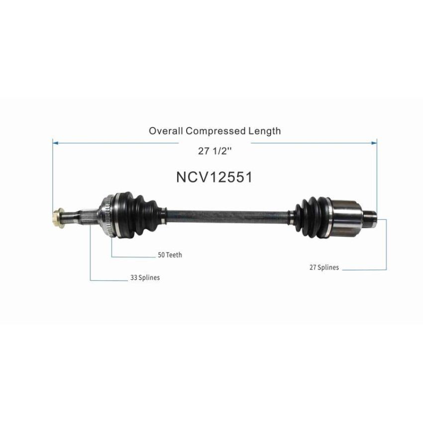 GSP NCV12551 Chrysler, Dodge, Eagle CV Axle Assembly  - Front Left