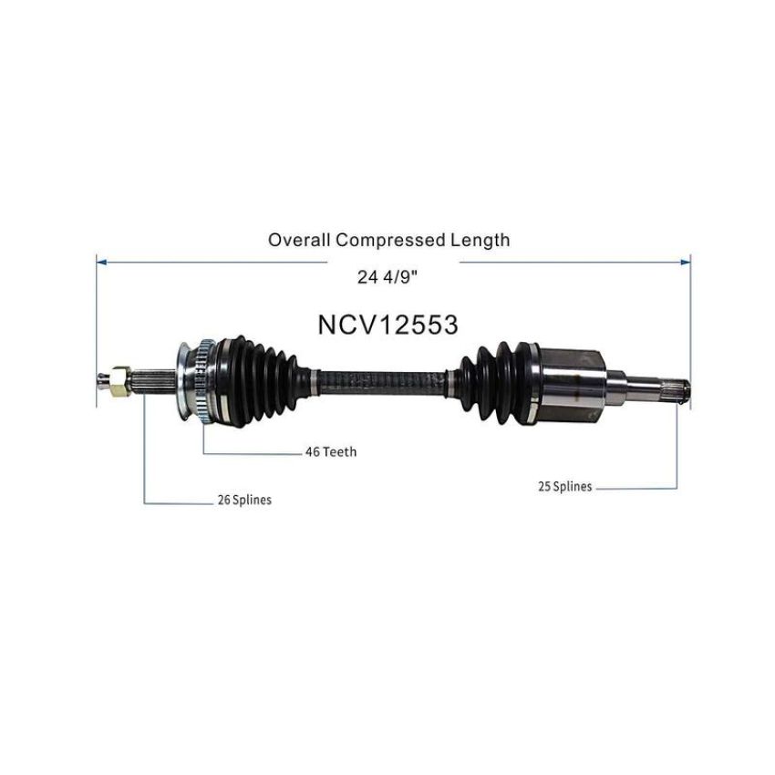 GSP NCV12553 Chrysler, Dodge, Plymouth (2.0, 2.4, 2.5, 2.7) CV Axle Assembly  - Front Left