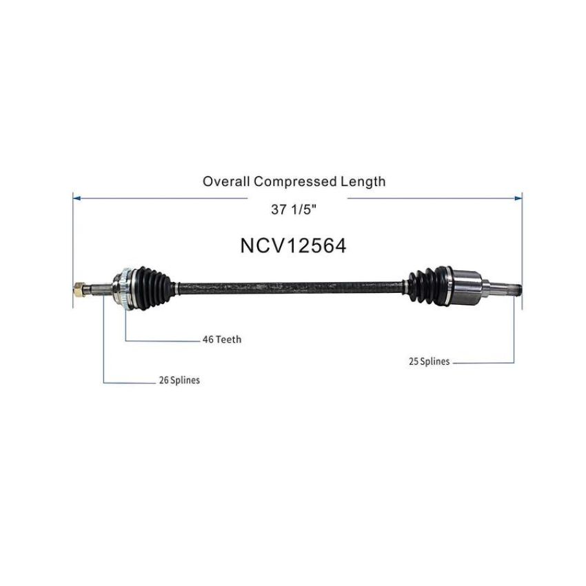 GSP NCV12564 01-05 Dodge Neon CV Axle Assembly  - Front Right