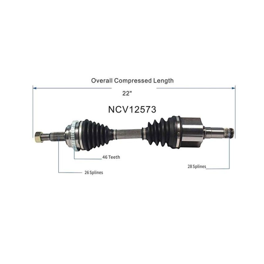 GSP NCV12573 03-08 Chrysler PT Cruiser CV Axle Assembly  - Front Left