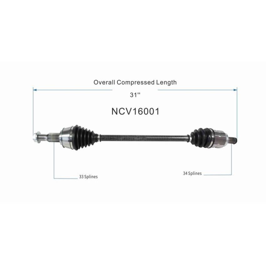 GSP NCV16001 Cadillac, GMC CV Axle Assembly  - Rear Right
