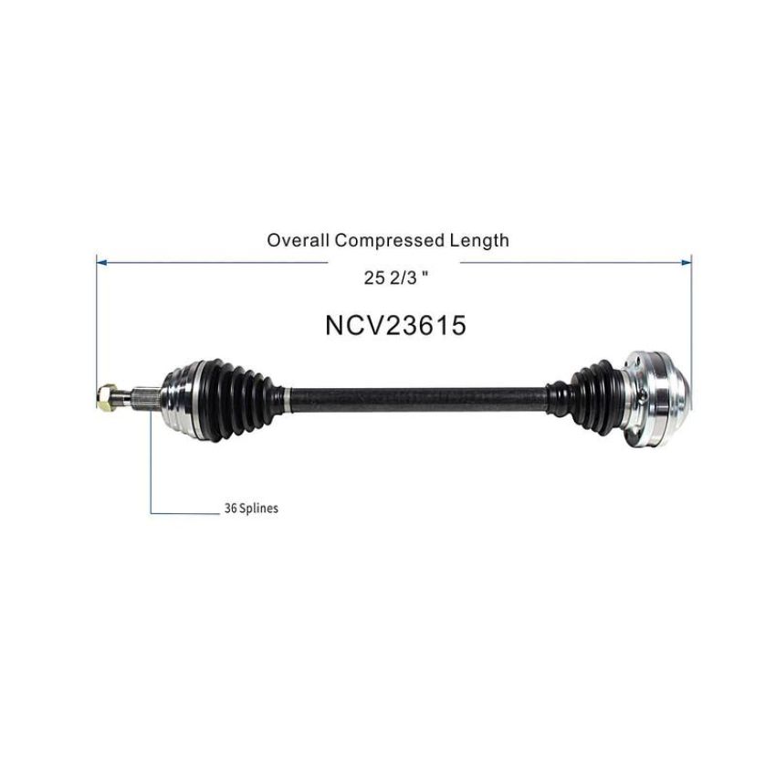 GSP NCV23615 00-01 Audi TT Quattro CV Axle Assembly  - Front Right