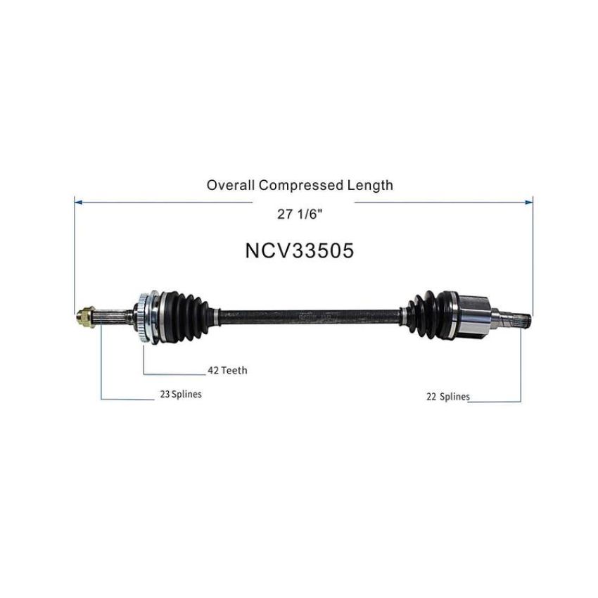 GSP NCV33505 98-00 Chevrolet Metro Base (1.0) CV Axle Assembly  - Front Left