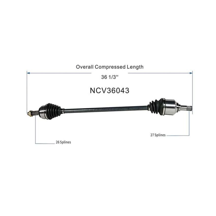 GSP NCV36043 86-89 Honda Accord CV Axle Assembly  - Front Left
