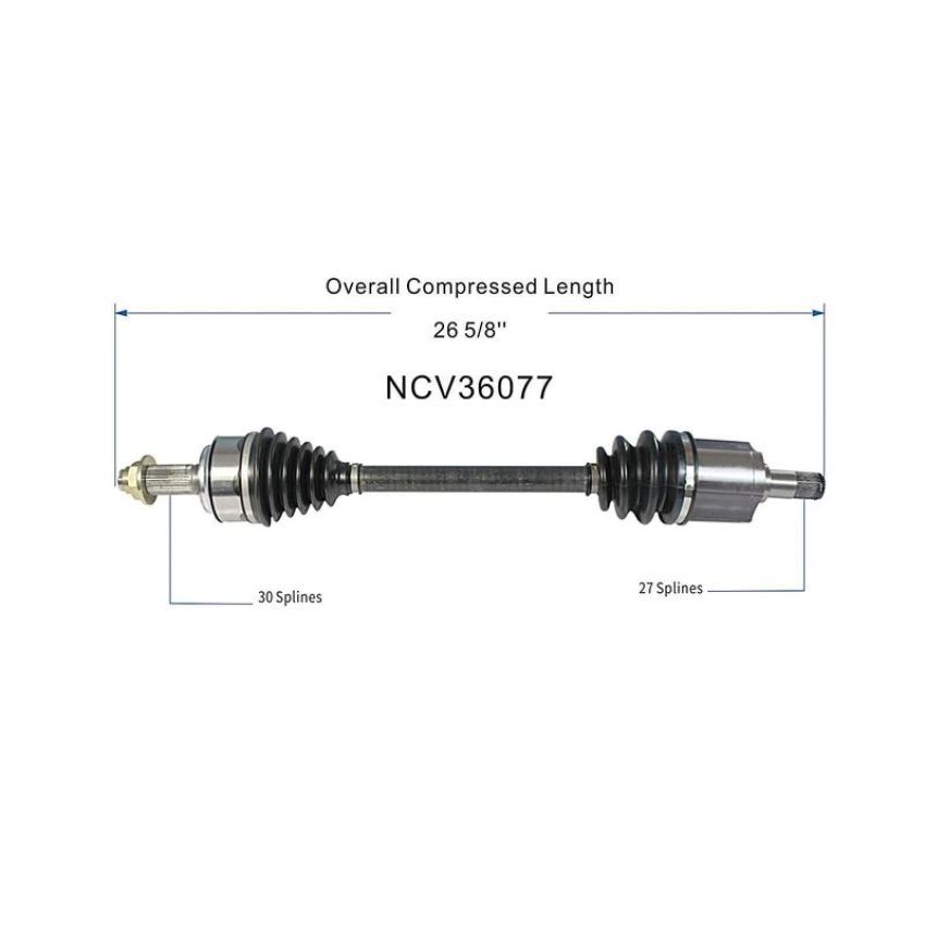 GSP NCV36077 Honda (Coupe/Sedan - 2.4) CV Axle Assembly  - Front Left