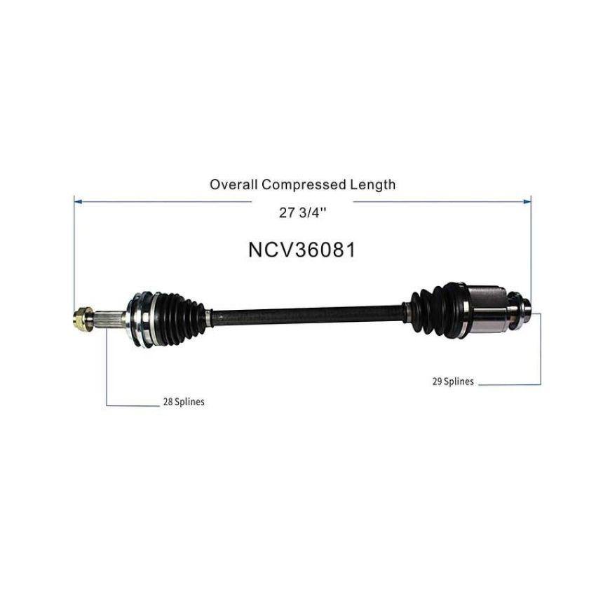 GSP NCV36081 06-14 Honda Ridgeline CV Axle Assembly  - Rear Right