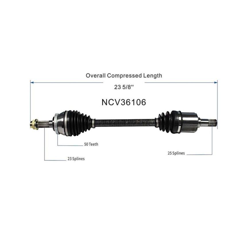 GSP NCV36106 00-06 Honda Insight CV Axle Assembly  - Front Left