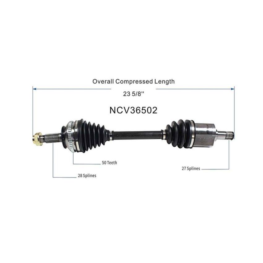 GSP NCV36502 90-93 Honda Accord CV Axle Assembly  - Front Right