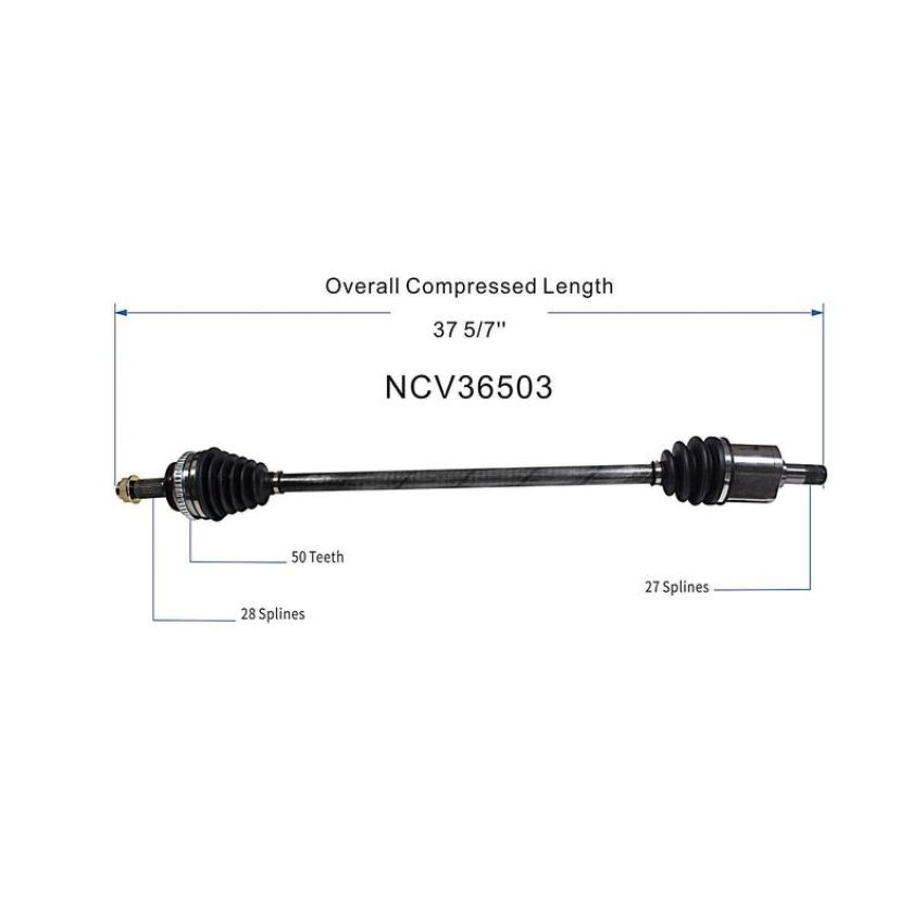 GSP NCV36503 90-93 Honda Accord CV Axle Assembly  - Front Left