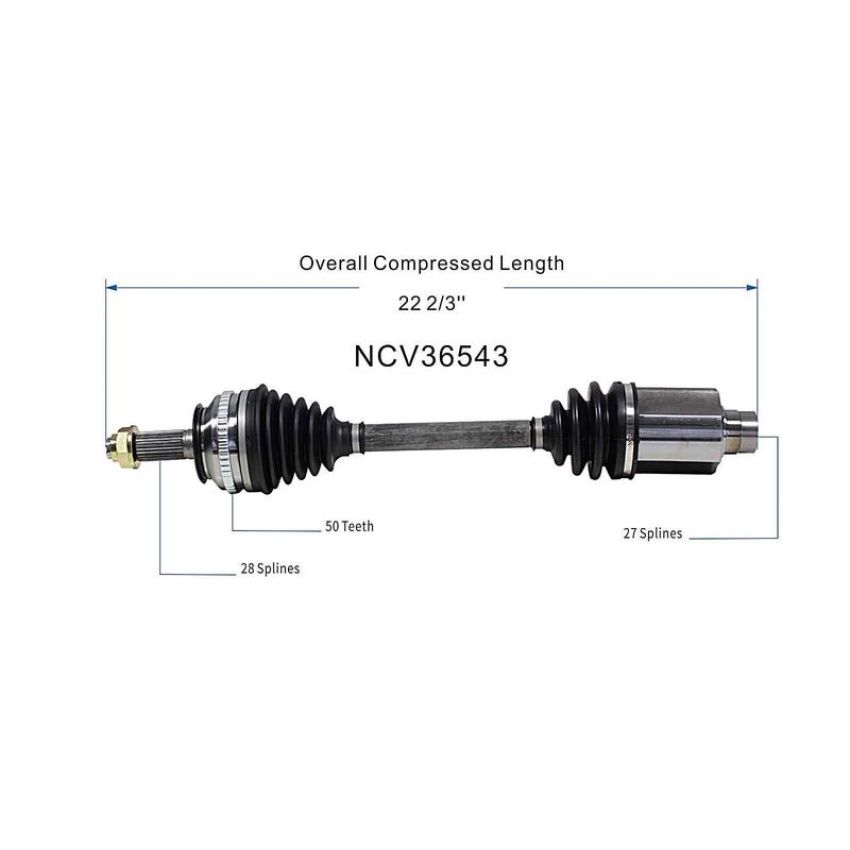 GSP NCV36543 97-01 Honda Prelude CV Axle Assembly  - Front Left