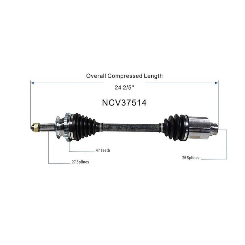 GSP NCV37514 Hyundai, Kia (2.5, 2.7) CV Axle Assembly  - Front Right