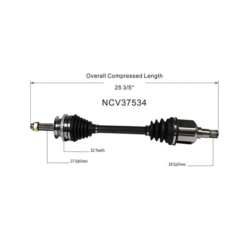 GSP NCV37534 04-06 Hyundai Santa Fe (2.7, 3.5 - 4WD/FWD) CV Axle Assembly  - Front Left