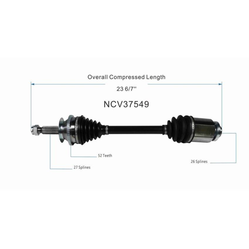 GSP NCV37549 01-06 Hyundai Santa Fe (2.7, 3.5 - 4WD/FWD) CV Axle Assembly  - Front Right