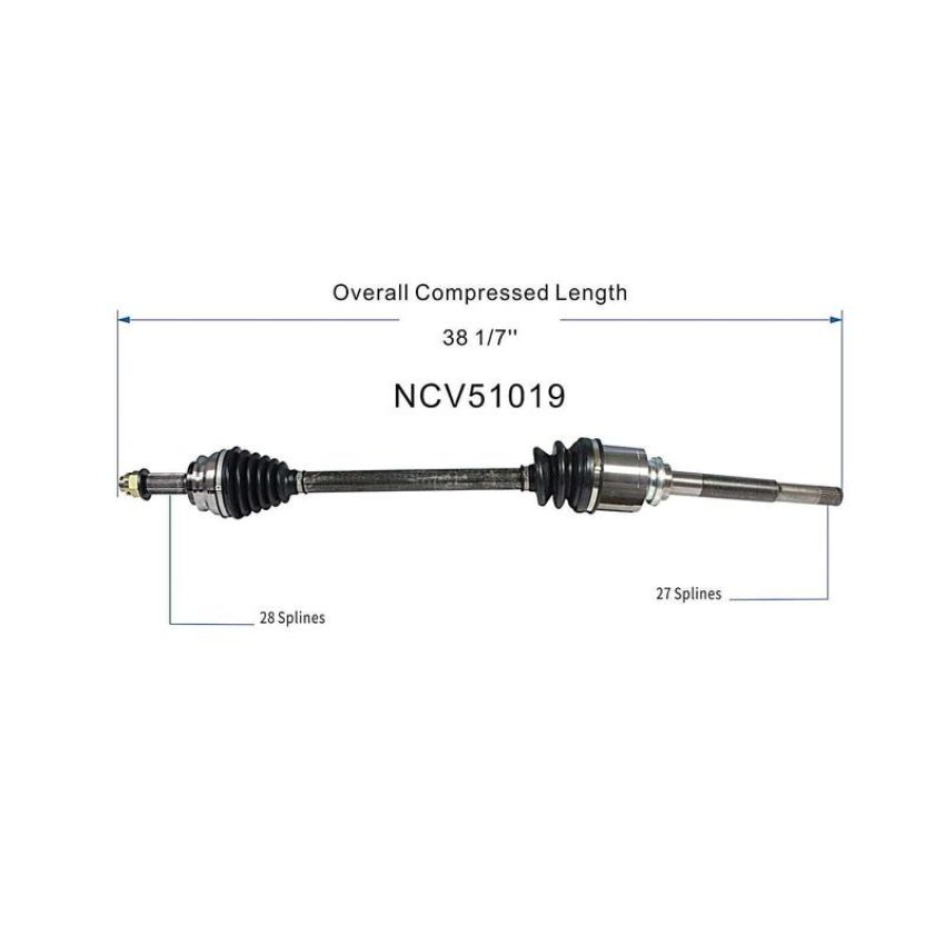 GSP NCV51019 Mitsubishi (2.0, 2.4 - 4WD/AWD) CV Axle Assembly  - Front Right