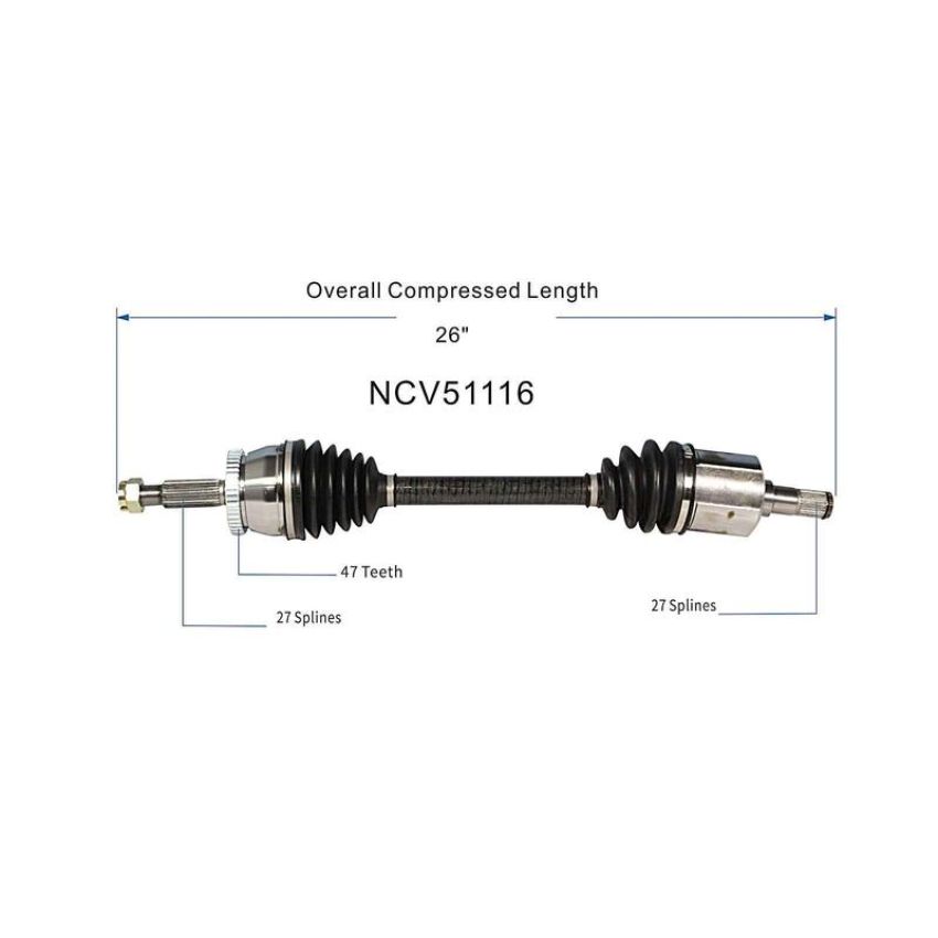 GSP NCV51116 Dodge, Mitsubishi CV Axle Assembly  - Front Right