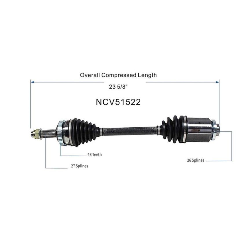 GSP NCV51522 Hyundai, Kia (2.0, 2.7 - 4WD/AWD/FWD) CV Axle Assembly  - Front Right