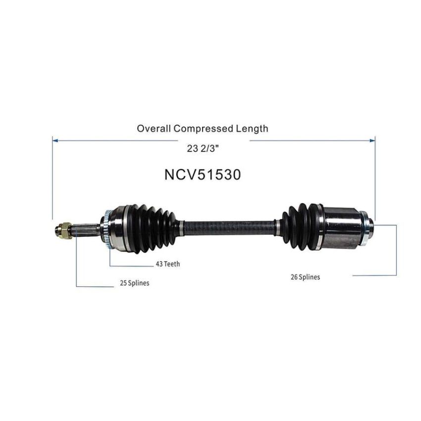 GSP NCV51530 Chrysler, Dodge, Mitsubishi (3.0) CV Axle Assembly  - Front Right