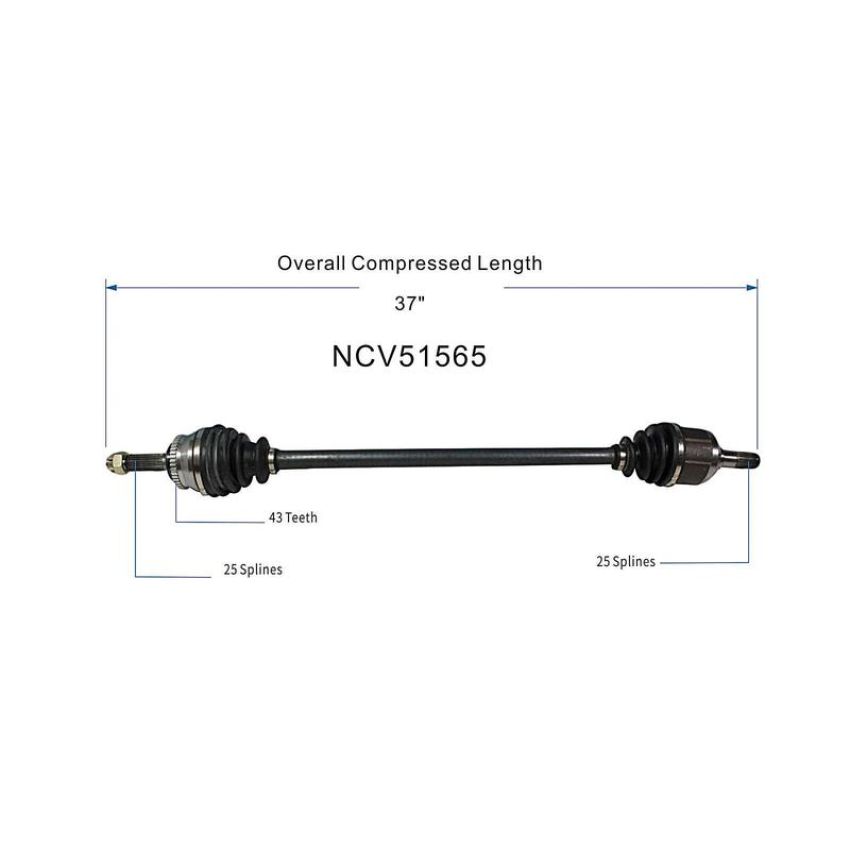 GSP NCV51565 Dodge, Eagle, Mitsubishi, Plymouth... CV Axle Assembly  - Front Left