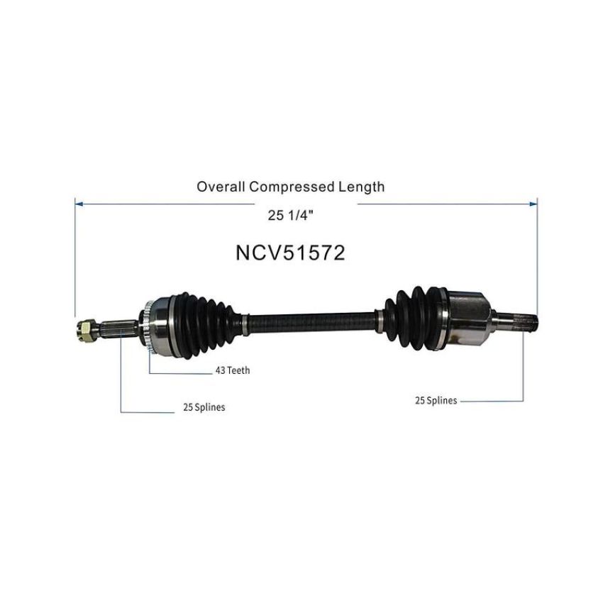 GSP NCV51572 Mitsubishi CV Axle Assembly  - Front Right