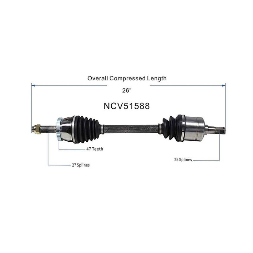 GSP NCV51588 Dodge, Mitsubishi CV Axle Assembly  - Front Right
