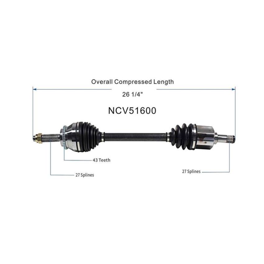GSP NCV51600 Mitsubishi (2.4) CV Axle Assembly  - Front Left
