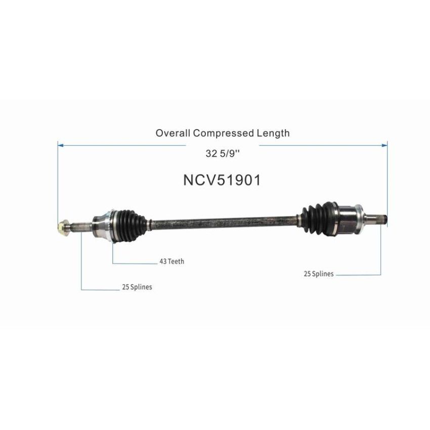 GSP NCV51901 03-06 Mitsubishi Outlander CV Axle Assembly  - Rear Right