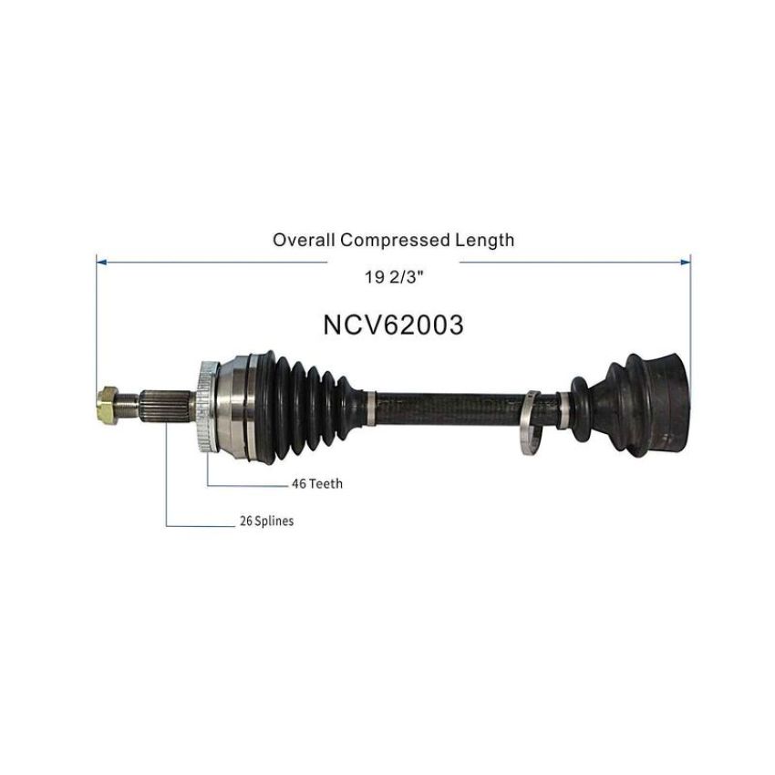 GSP NCV62003 91-98 Saab 9000 (2.3, 3.0) CV Axle Assembly  - Front