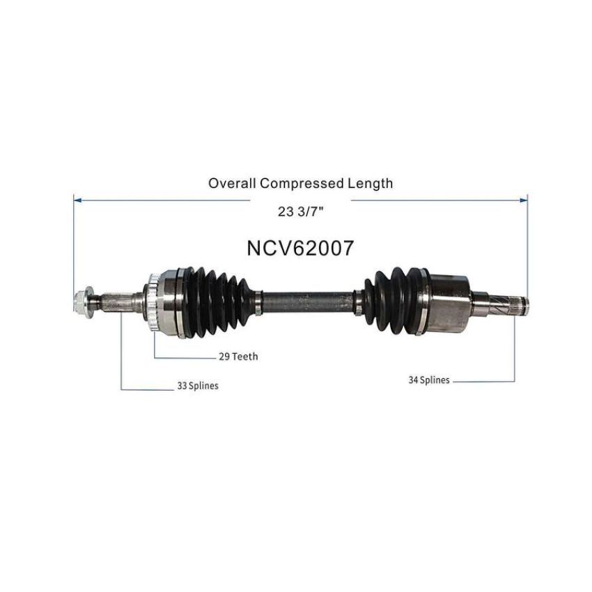 GSP NCV62007 Saab (2.0, 2.3, 2.5) CV Axle Assembly  - Front Left