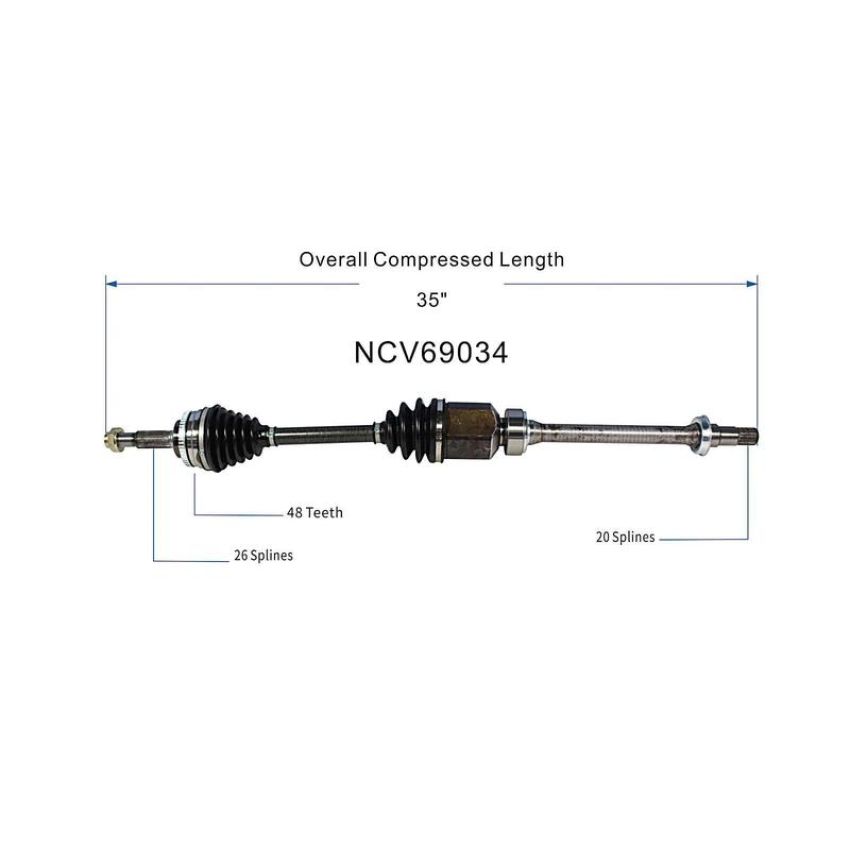 GSP NCV69034 03-05 Toyota MR2 Spyder CV Axle Assembly  - Rear Right
