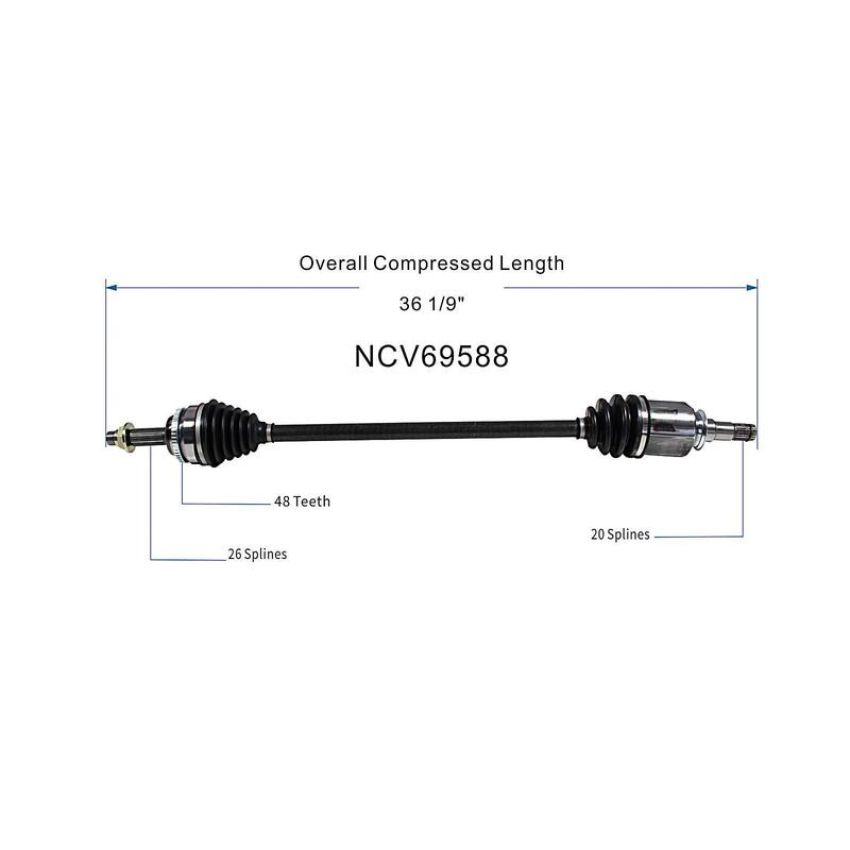 GSP NCV69588 Pontiac, Toyota (1.8 - FWD) CV Axle Assembly  - Front Right