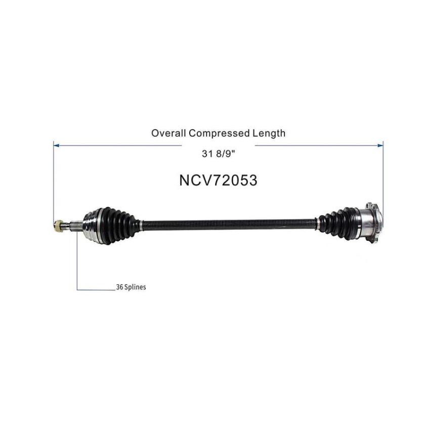 GSP NCV72053 Audi, Volkswagen (1.8, 1.9, 2.0, 2.8) CV Axle Assembly  - Front Right