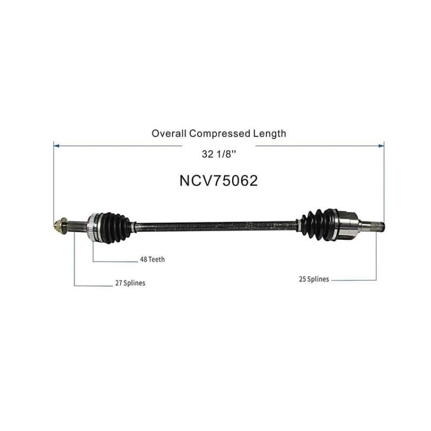 GSP NCV75062 Hyundai, Kia CV Axle Assembly  - Rear Right