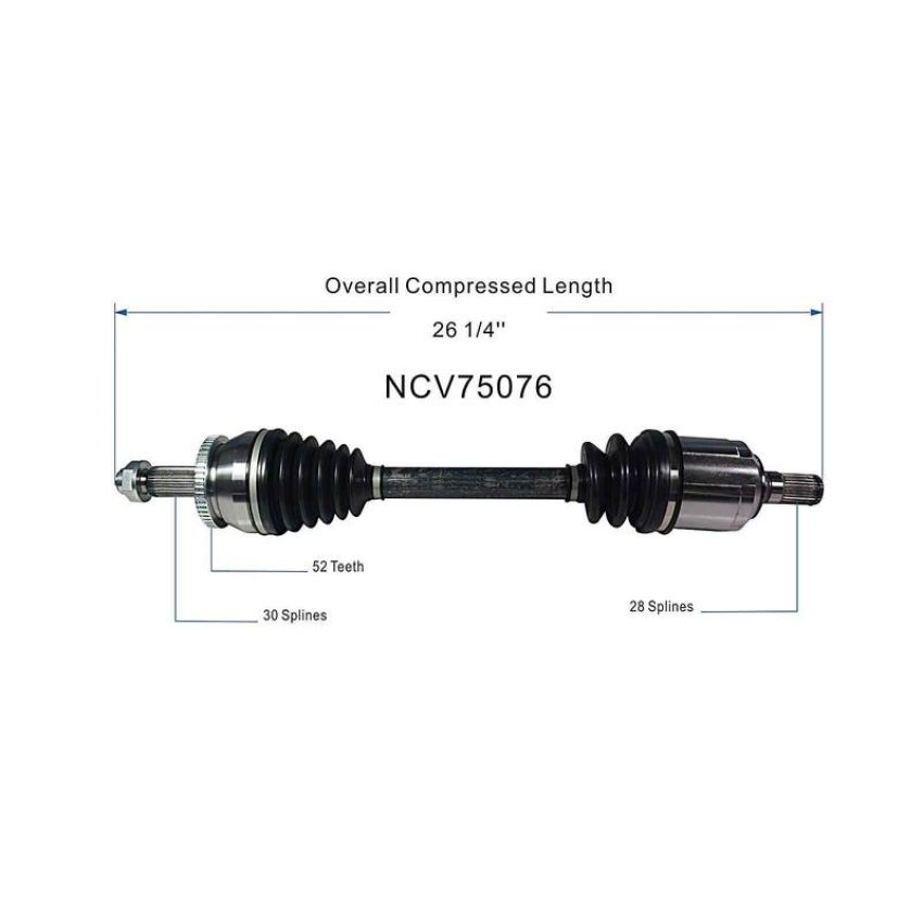 GSP NCV75076 16-18 Kia Sorento (2.0, 3.3) CV Axle Assembly  - Front Left