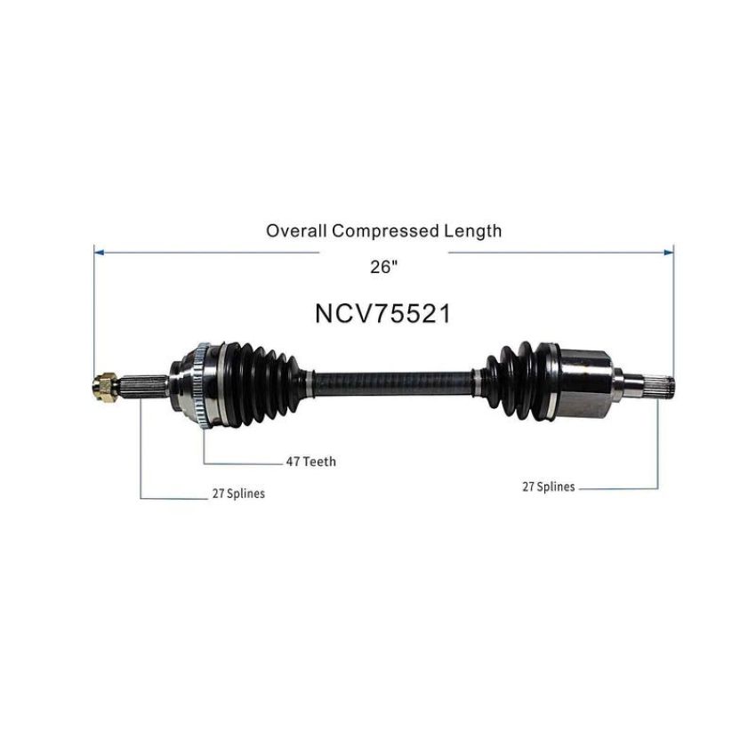 GSP NCV75521 Hyundai, Kia (2.5, 2.7) CV Axle Assembly  - Front Left