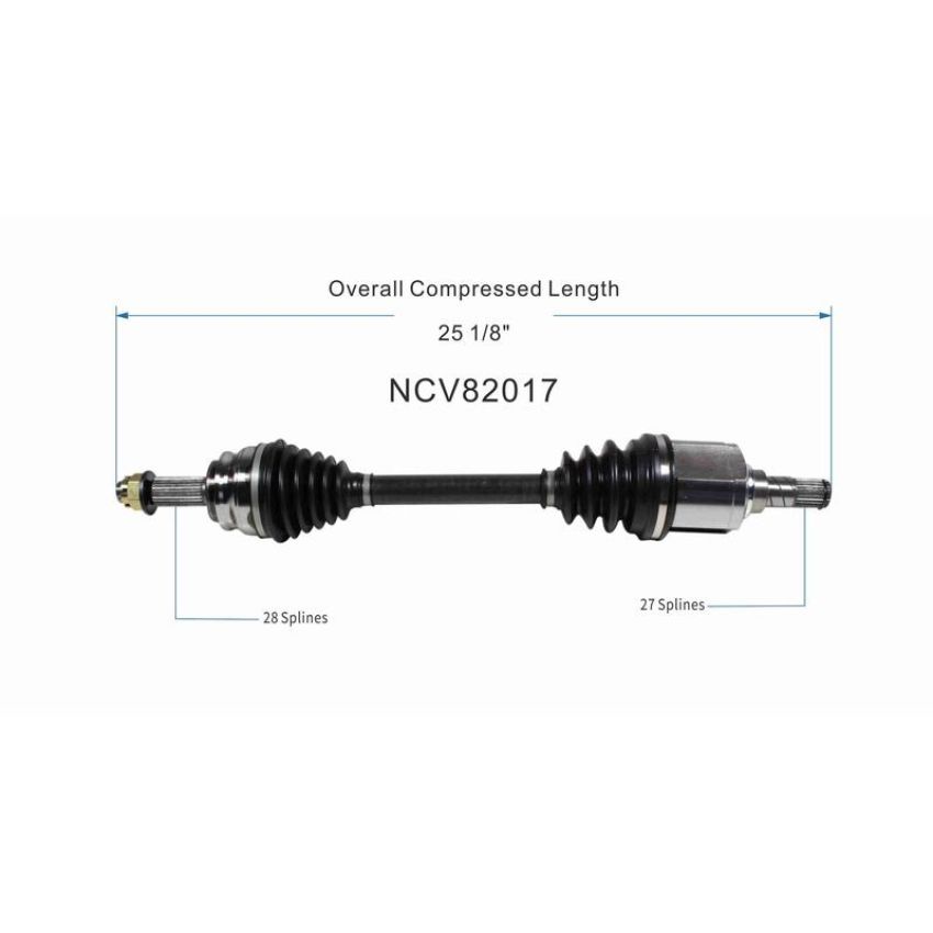 GSP NCV82017 Dodge, Jeep (2.0, 2.4 - 4WD/AWD/FWD) CV Axle Assembly  - Front Left