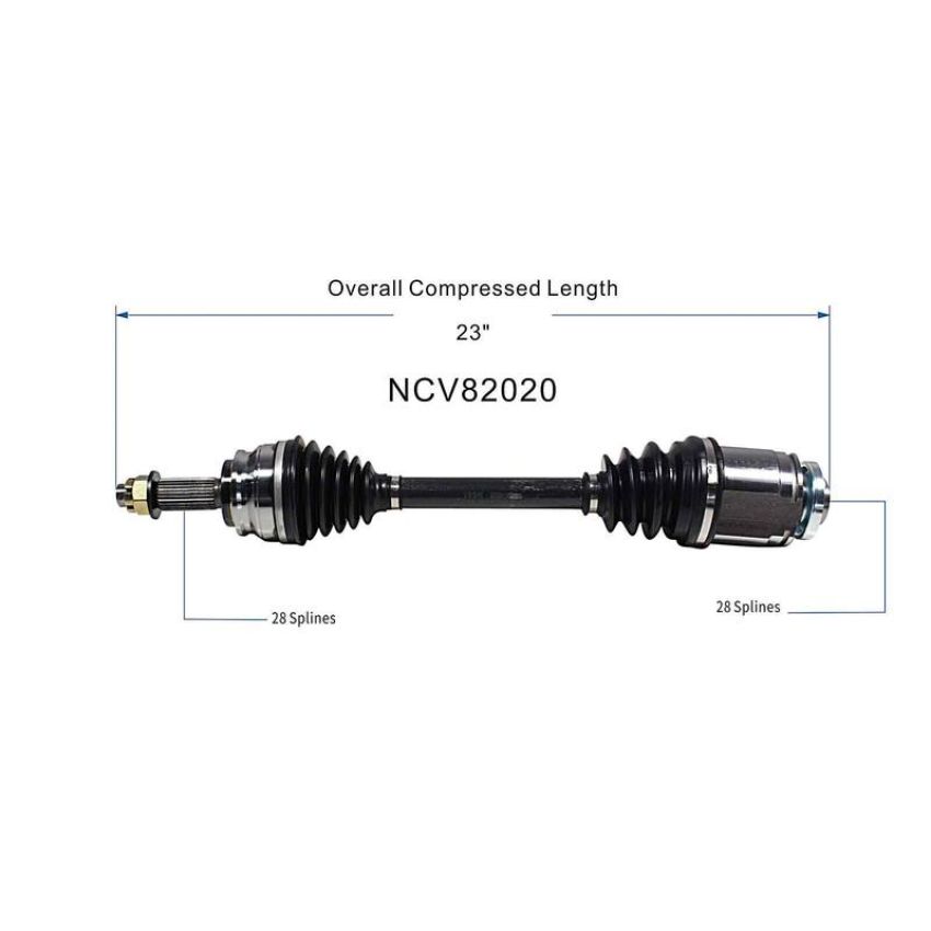 GSP NCV82020 Dodge, Jeep (1.8, 2.0, 2.4 - FWD) CV Axle Assembly  - Front Right