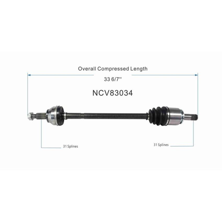GSP NCV83034 Land Rover CV Axle Assembly  - Rear Right