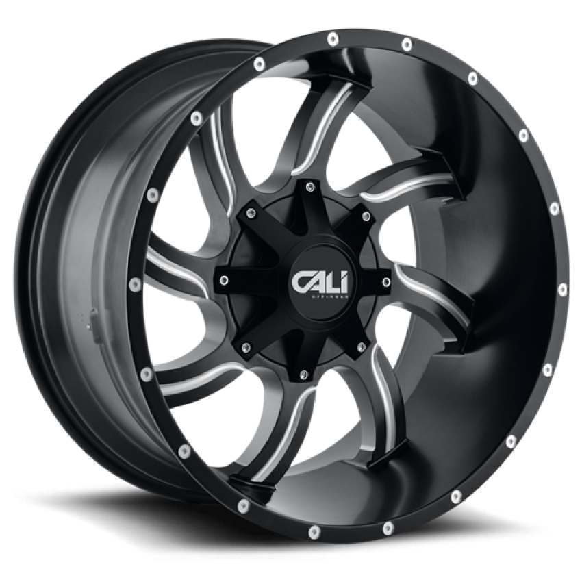 Cast Aluminum Wheels Twisted 9102 SB 20x14 Milled Spokes Satin Black 6 On 135/6 On139.7 Bolt Pattern -76 Offset Cali Offroad Wheels