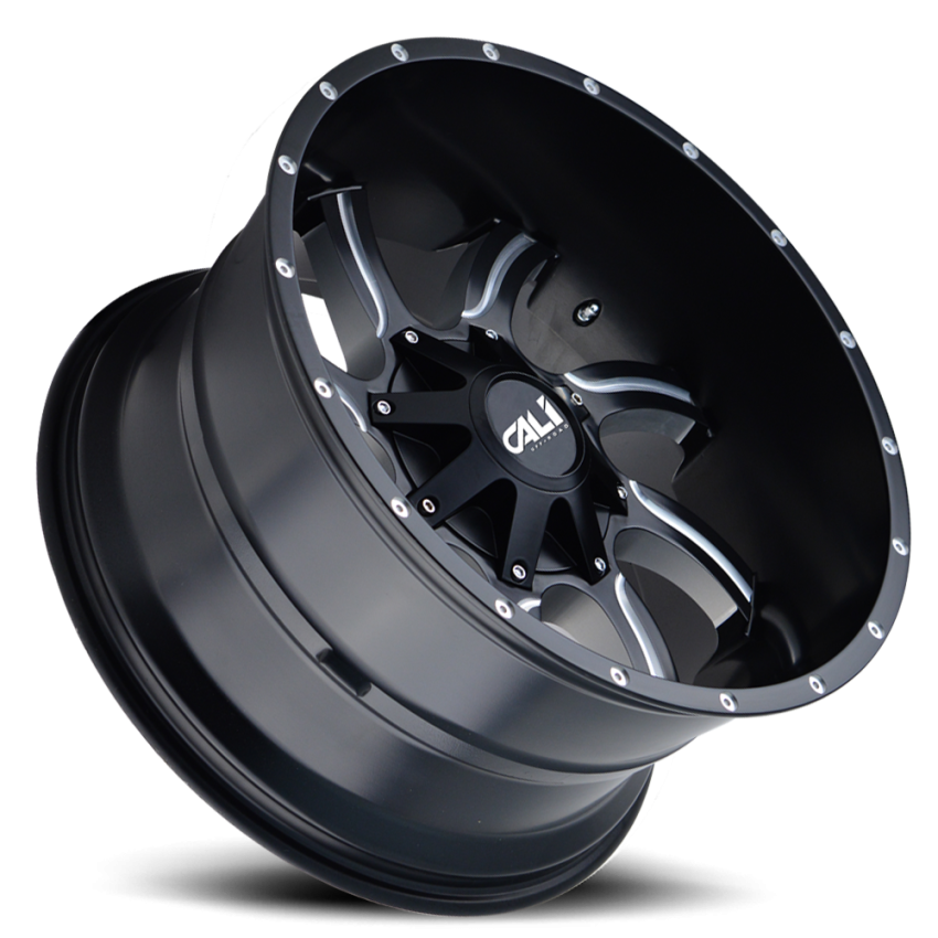 Cast Aluminum Wheels Twisted 9102 SB 20x14 Milled Spokes Satin Black 6 On 135/6 On139.7 Bolt Pattern -76 Offset Cali Offroad Wheels
