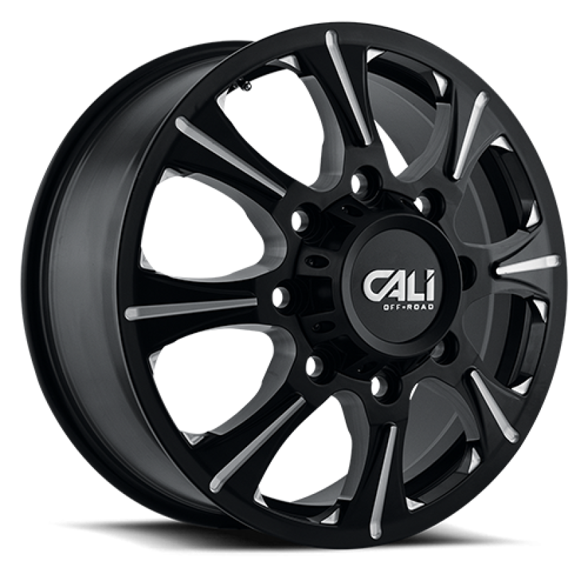 Dually Wheels Brutal Dually 9105 BK-M 20x8.25 Black 8 On 165.1 Bolt Pattern 127 Offset 121.3 Bore Cali Offroad Wheels