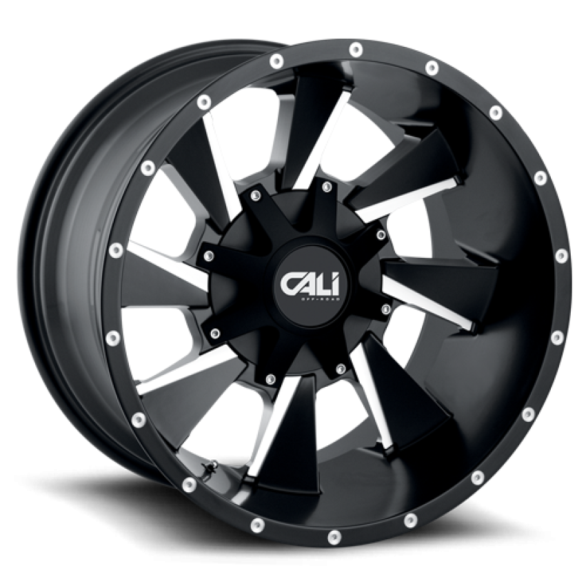 Cast Aluminum Wheels Distorted 9106 SB 22x12 Milled Spokes Satin Black 8 On 180 Bolt Pattern -44 Offset Cali Offroad Wheels