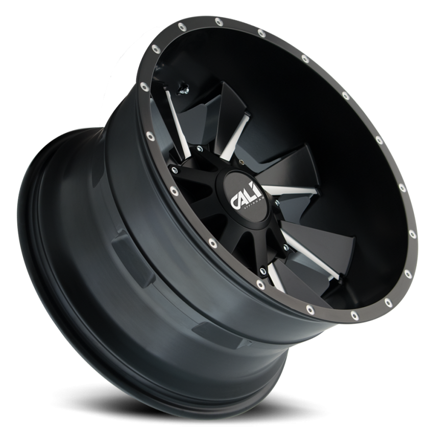 Cast Aluminum Wheels Distorted 9106 SB 20x9 Milled Spokes Satin Black 8 On 165.1/8 On170 Bolt Pattern 0 Offset Cali Offroad Wheels