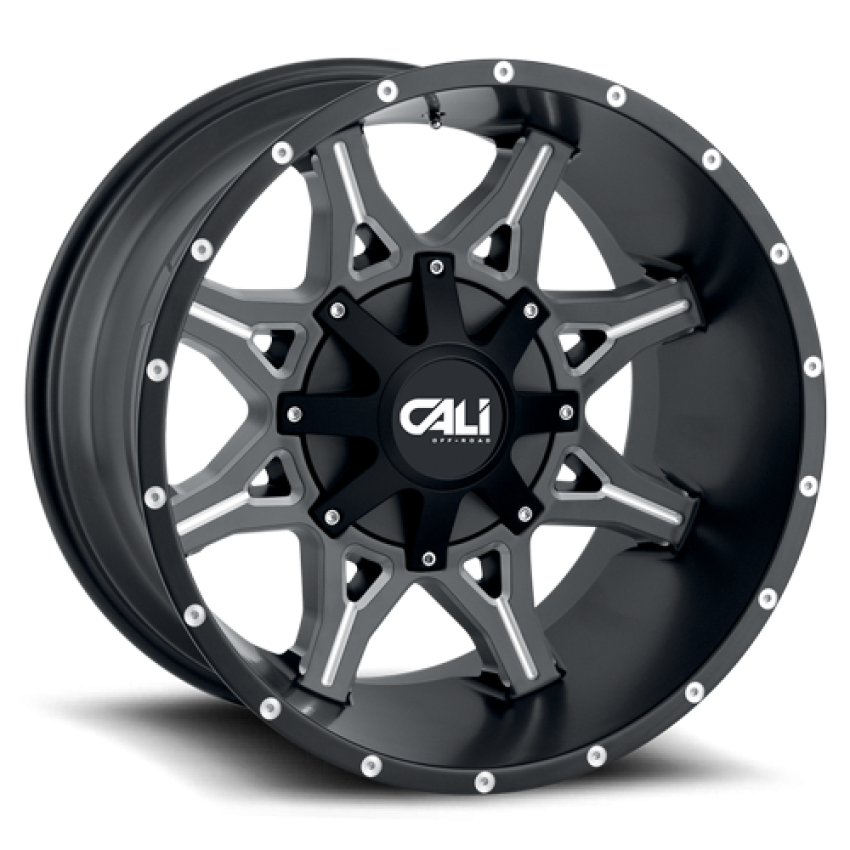 Cast Aluminum Wheels Obnoxious 9107 SB 20x9 Milled Spokes Satin Black 8 On 165.1/8 On170 Bolt Pattern 0 Offset Cali Offroad Wheels