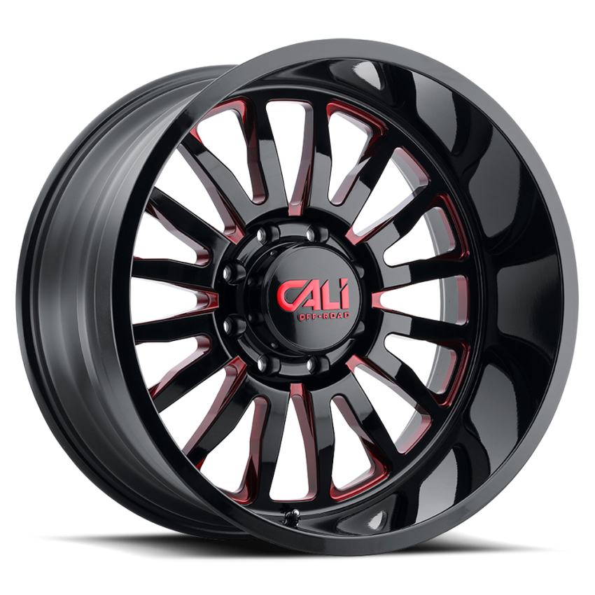 Cast Aluminum Wheels Summit 9110 GB-RD 20x10 Red Milled Spokes Gloss Black 6 On 139.7 Bolt Pattern -25 Offset Cali Offroad Wheels