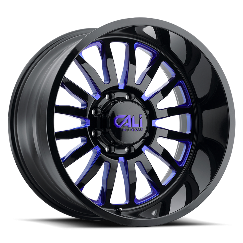Cast Aluminum Wheels Summit 9110 GB-BL 20x12 Blue Milled Spokes Gloss Black 8 On 170 Bolt Pattern -51 Offset Cali Offroad Wheels