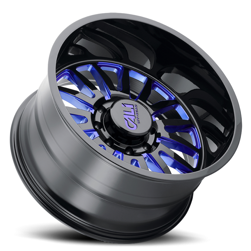 Cast Aluminum Wheels Summit 9110 GB-BL 24x14 Blue Milled Spokes Gloss Black 8 On 180 Bolt Pattern -76 Offset Cali Offroad Wheels