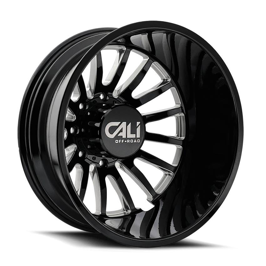 Dually Wheels Summit Dually 9110D GB 22x8.25 Milled Spokes Gloss Black 8 On 200 Bolt Pattern -232 Offset Cali Offroad Wheels
