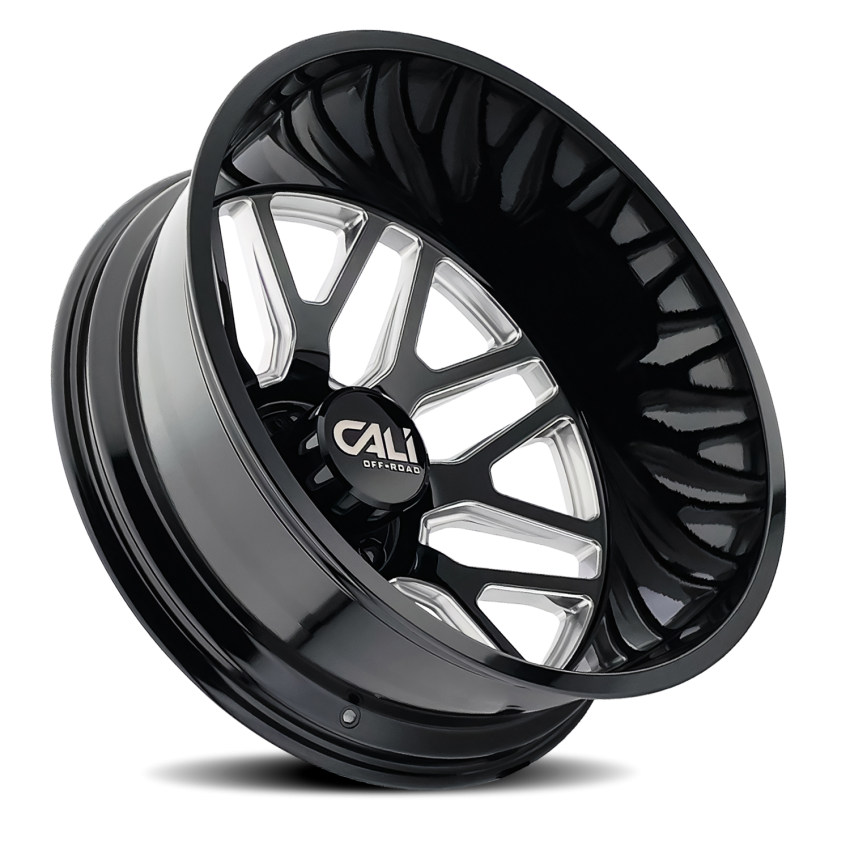 Dually Wheels Invader Dually 9115D GB-M 22x8.25 Milled Spokes Gloss Black 8 On 200 Bolt Pattern -192 Offset Cali Offroad Wheels