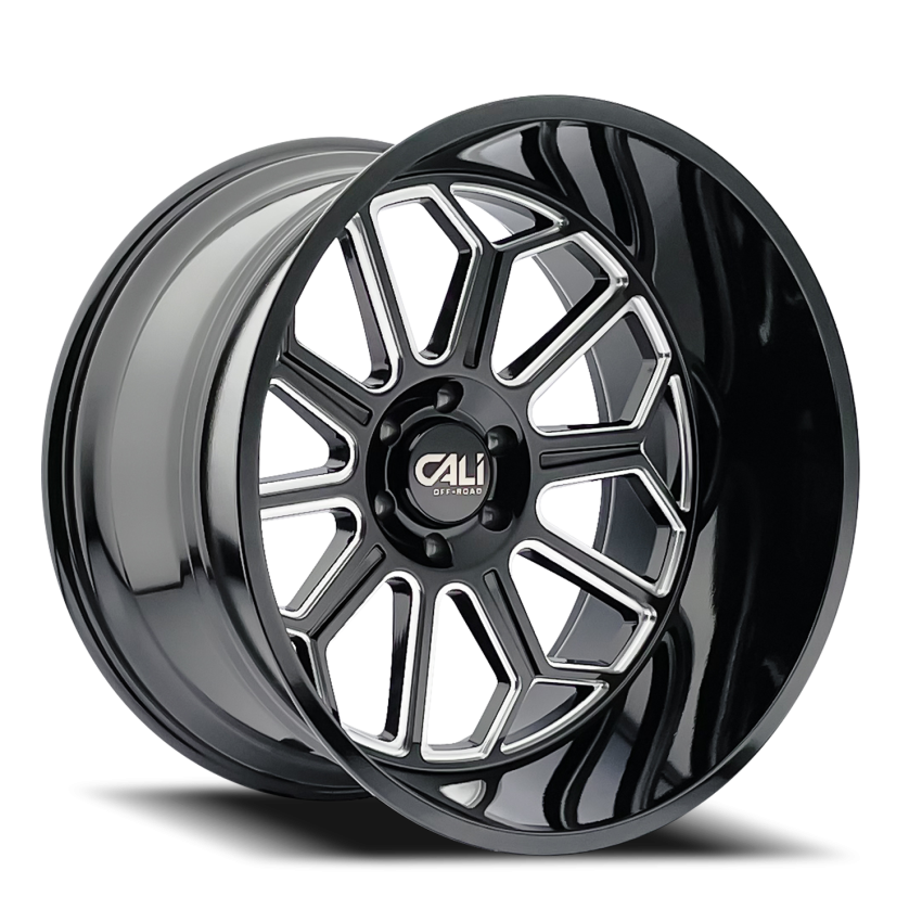 Cast Aluminum Wheels Auburn 9117 BM 20x9 Milled Gloss Black 8 On 180 Bolt Pattern -12 Offset Cali Offroad Wheels