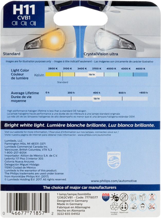 Philips H11CVB1 Philips CrystalVision ultra Headlight H11